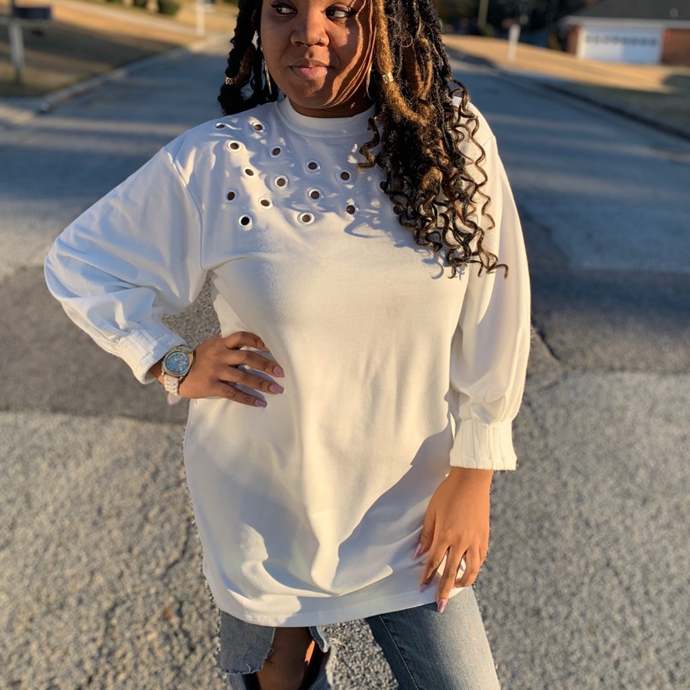 White sweater dress/top